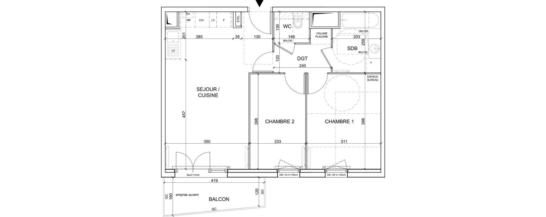 Appartement T3 de 57,10 m2 &agrave; Sainte-Catherine Centre