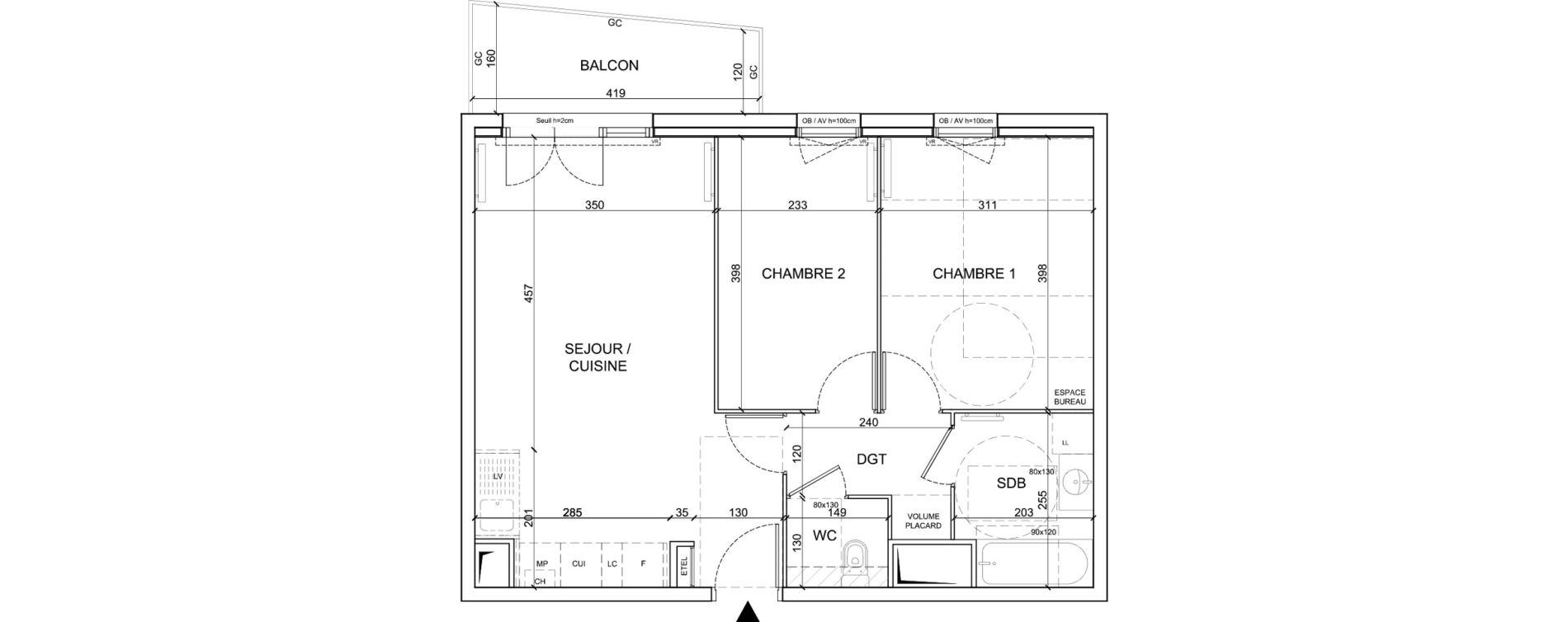 Appartement T3 de 57,10 m2 &agrave; Sainte-Catherine Centre