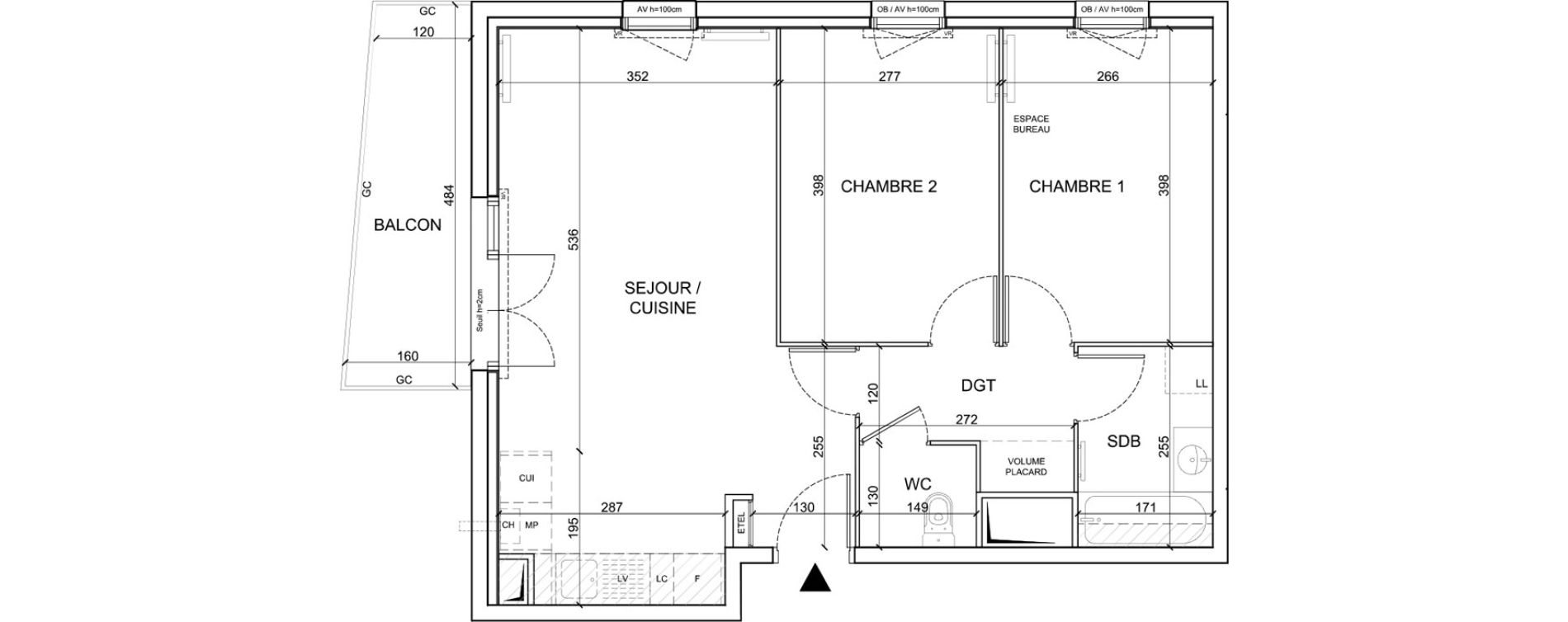 Appartement T3 de 59,20 m2 &agrave; Sainte-Catherine Centre