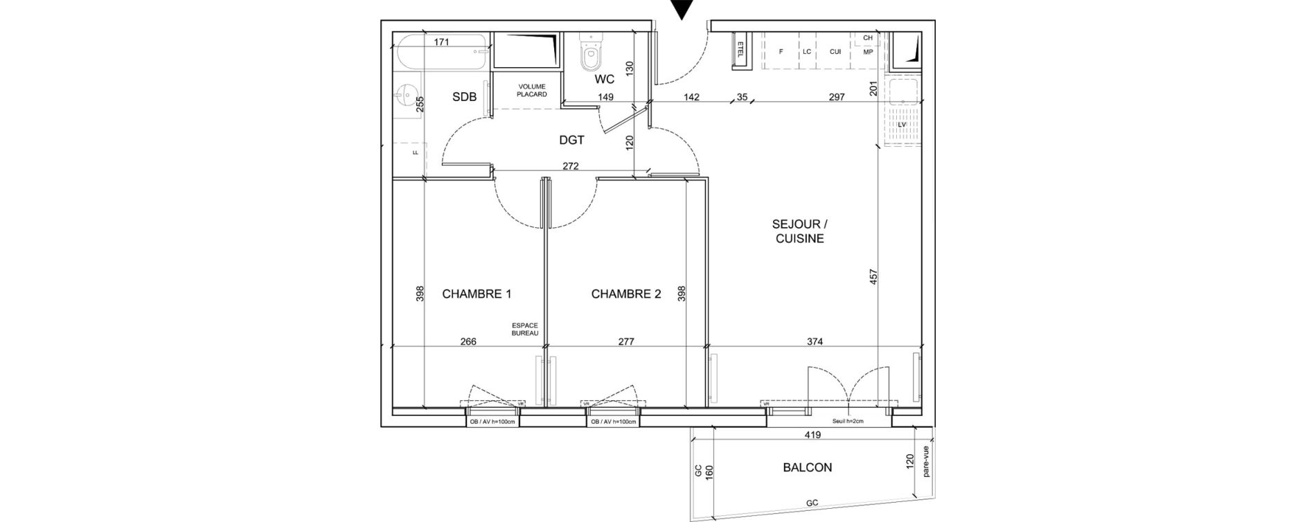 Appartement T3 de 58,40 m2 &agrave; Sainte-Catherine Centre