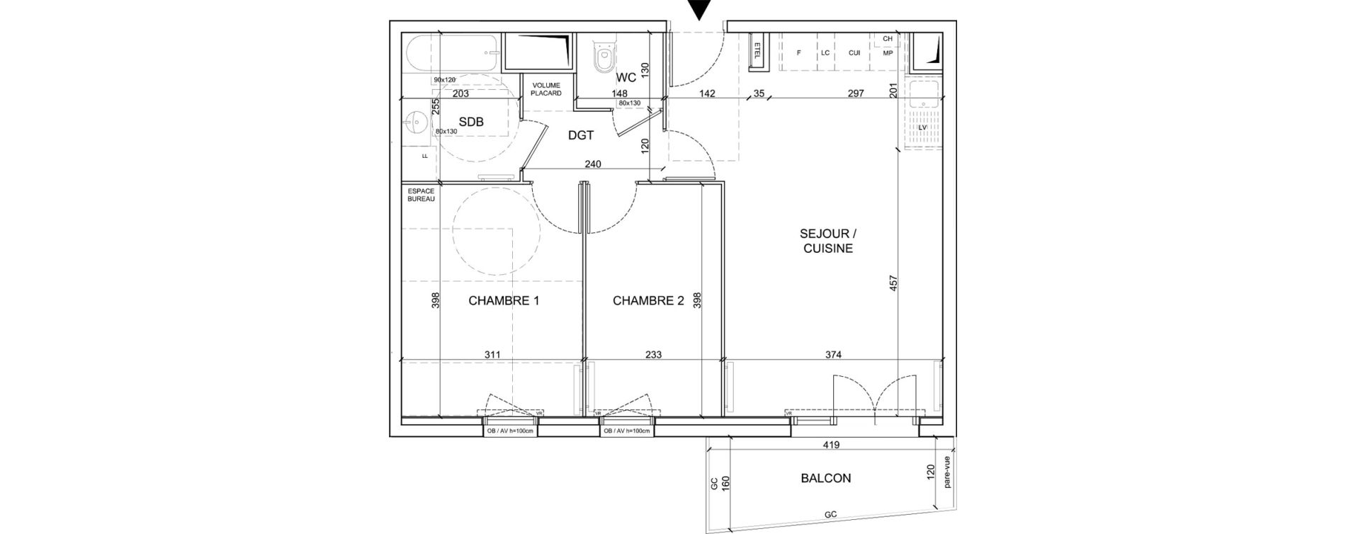 Appartement T3 de 58,50 m2 &agrave; Sainte-Catherine Centre