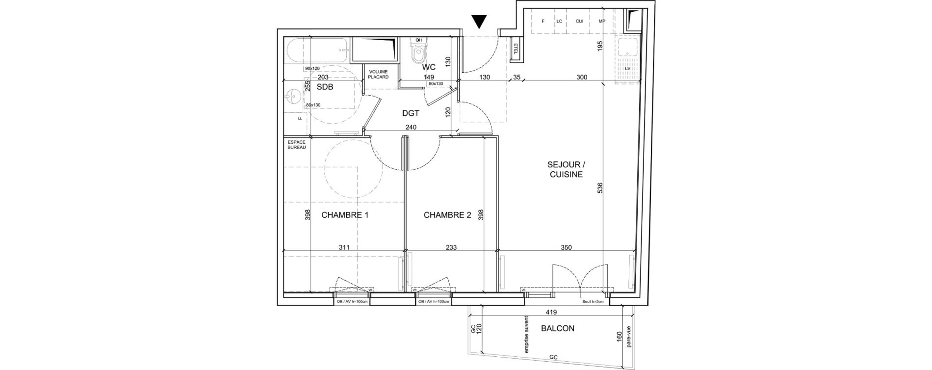 Appartement T3 de 59,90 m2 &agrave; Sainte-Catherine Centre