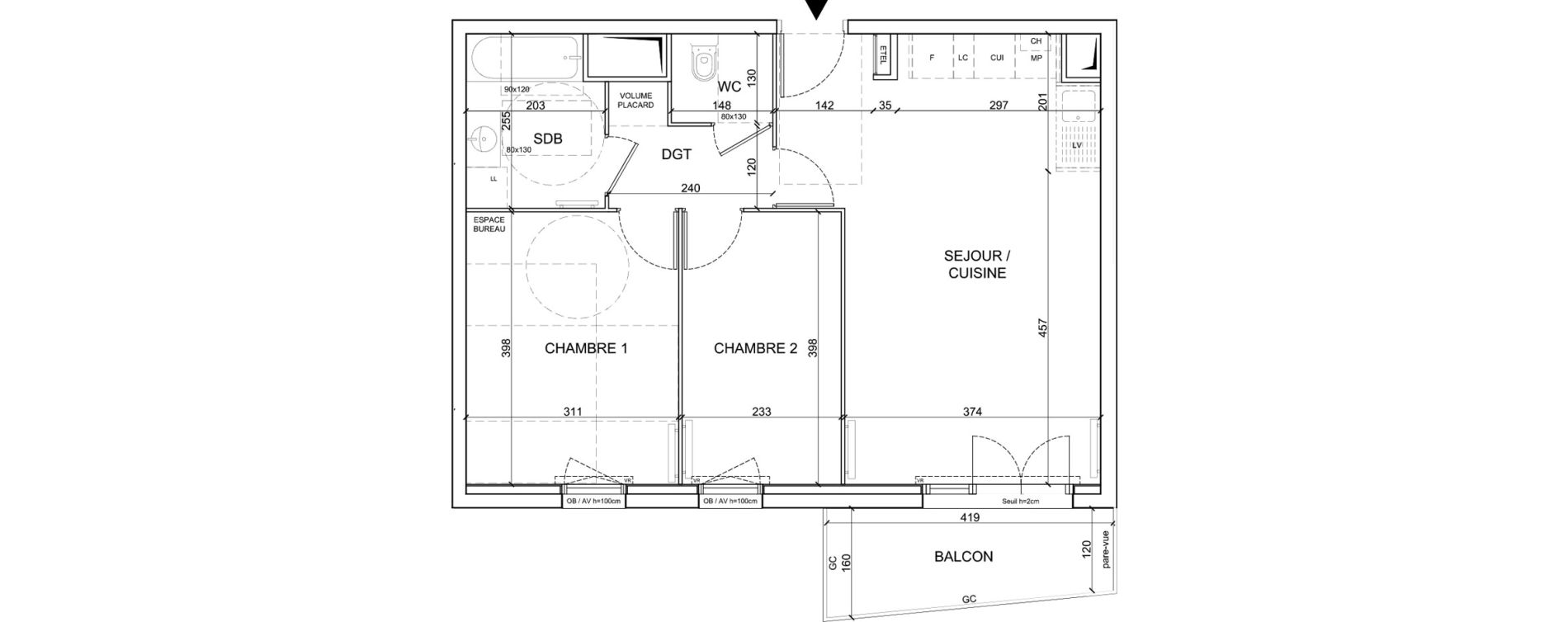 Appartement T3 de 58,50 m2 &agrave; Sainte-Catherine Centre