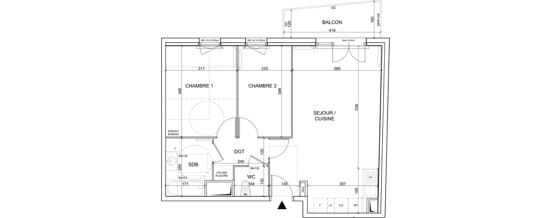 Appartement T3 de 61,30 m2 &agrave; Sainte-Catherine Centre