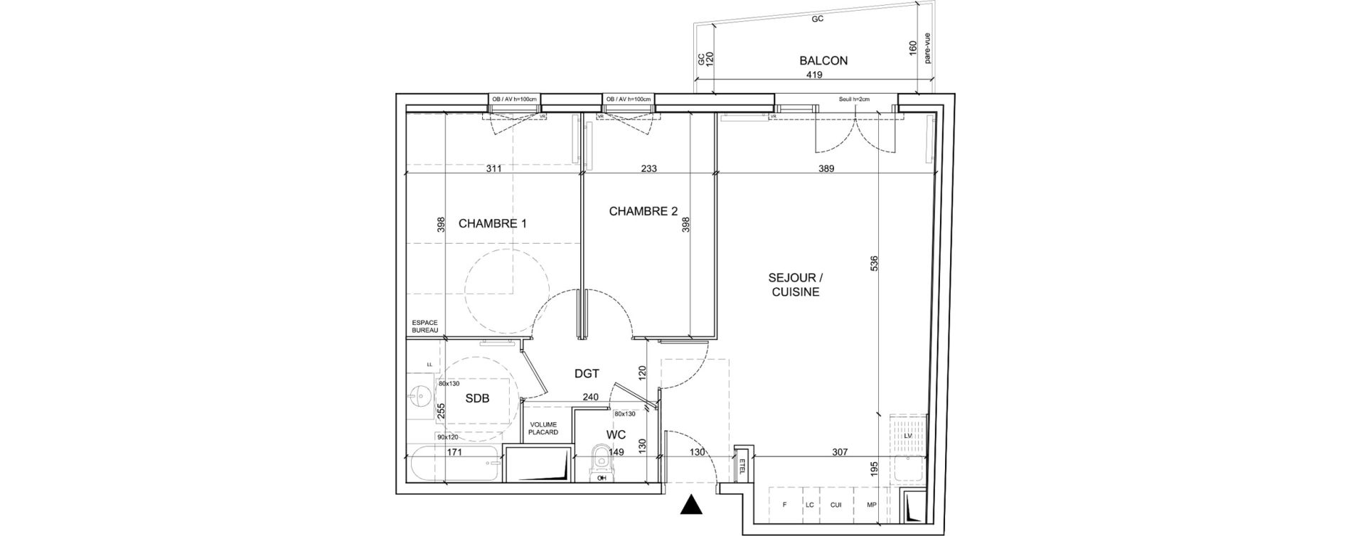 Appartement T3 de 61,30 m2 &agrave; Sainte-Catherine Centre