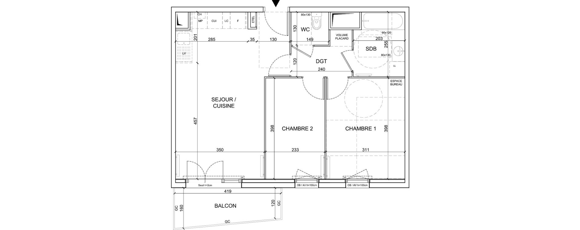 Appartement T3 de 57,10 m2 &agrave; Sainte-Catherine Centre