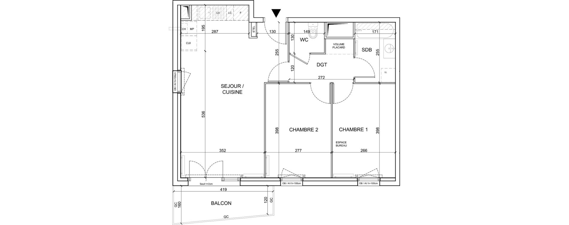 Appartement T3 de 59,20 m2 &agrave; Sainte-Catherine Centre