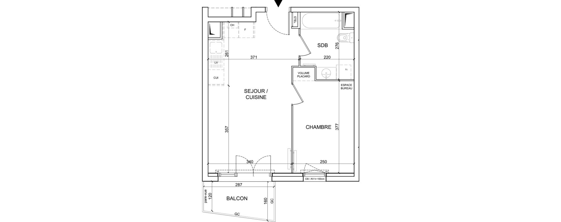 Appartement T2 de 37,00 m2 &agrave; Sainte-Catherine Centre