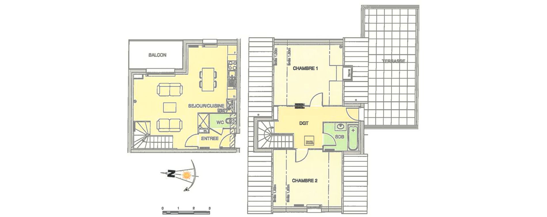 Duplex T3 de 66,80 m2 &agrave; Wimereux Centre
