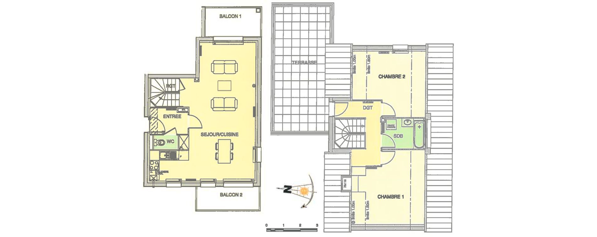 Duplex T3 de 75,60 m2 &agrave; Wimereux Centre