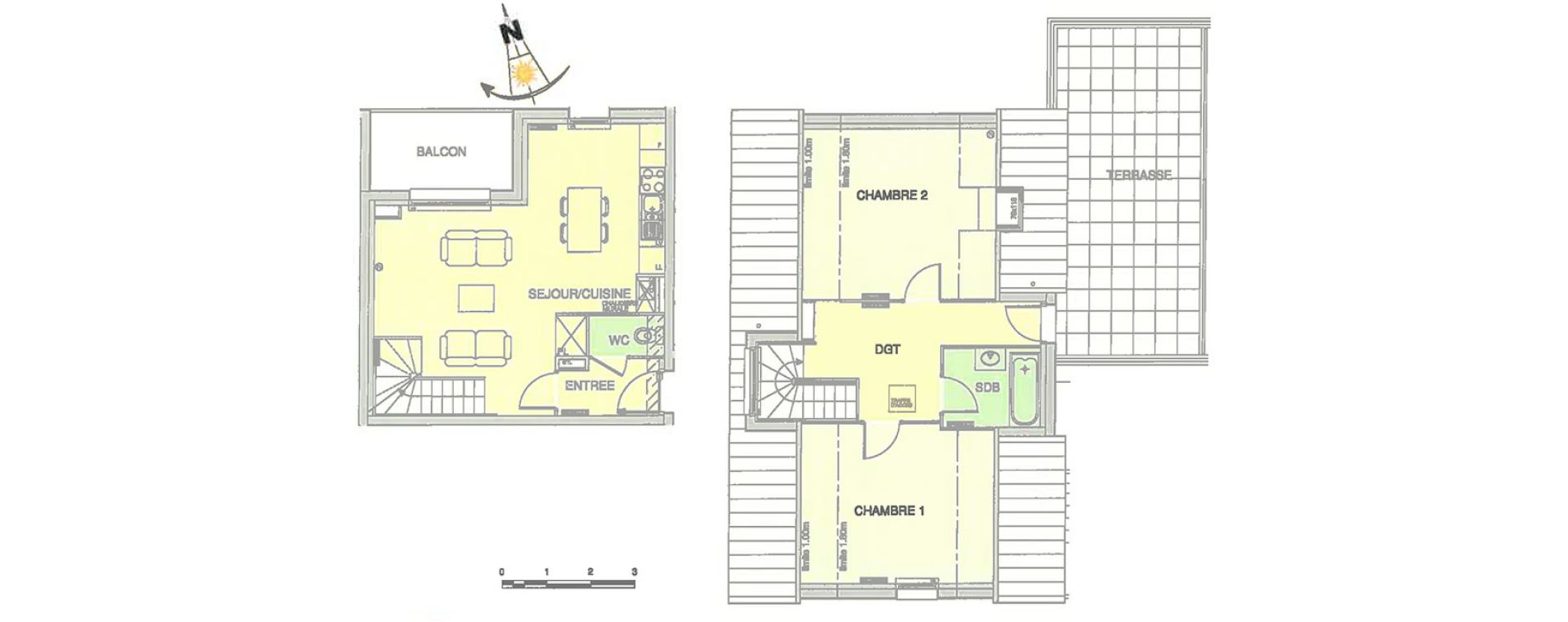 Duplex T3 de 66,60 m2 &agrave; Wimereux Centre