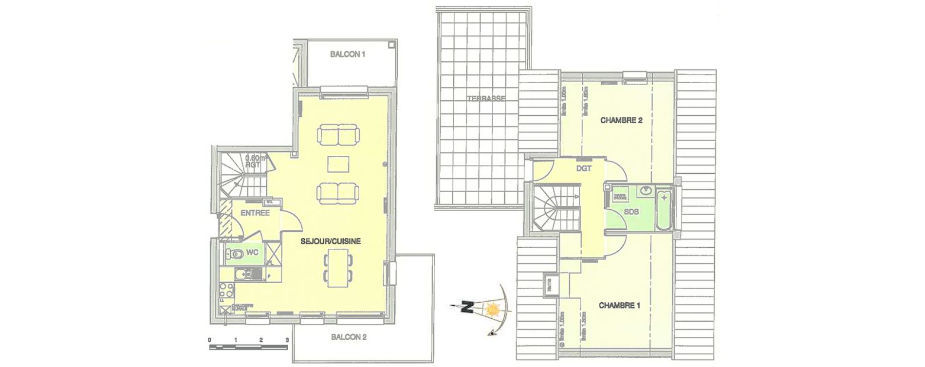 Duplex T3 de 75,50 m2 &agrave; Wimereux Centre