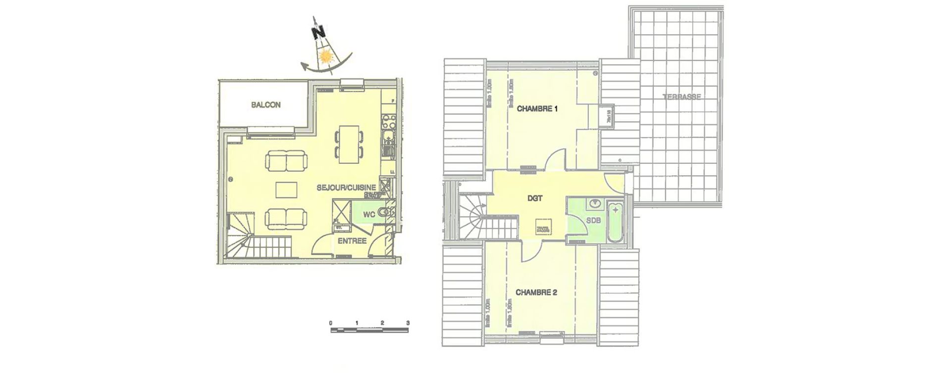 Duplex T3 de 66,60 m2 &agrave; Wimereux Centre