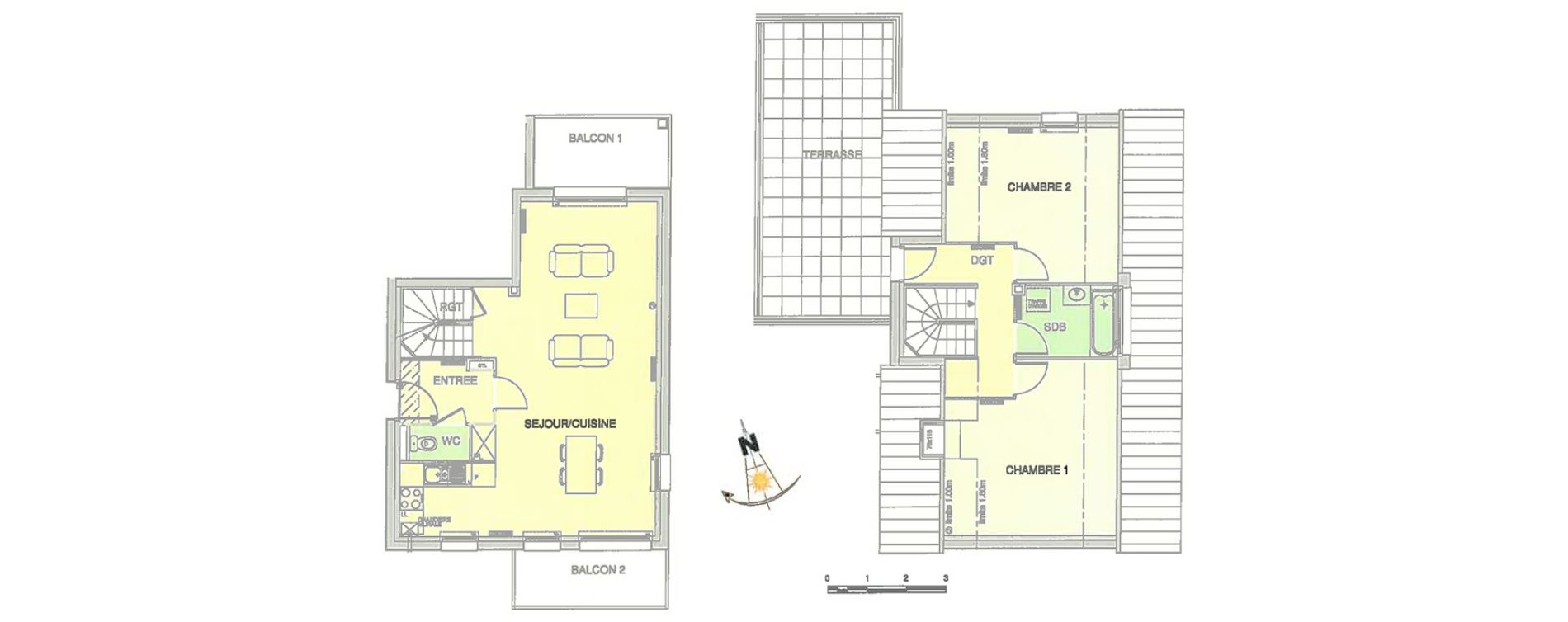 Duplex T3 de 75,80 m2 &agrave; Wimereux Centre
