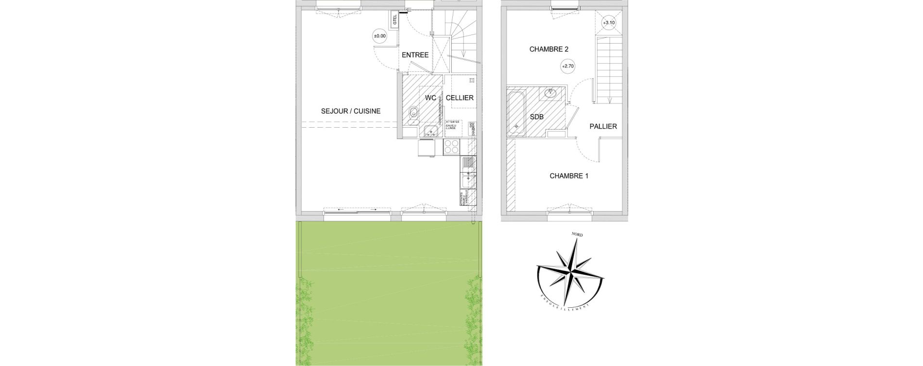 Duplex T3 de 67,20 m2 &agrave; Wimille Centre