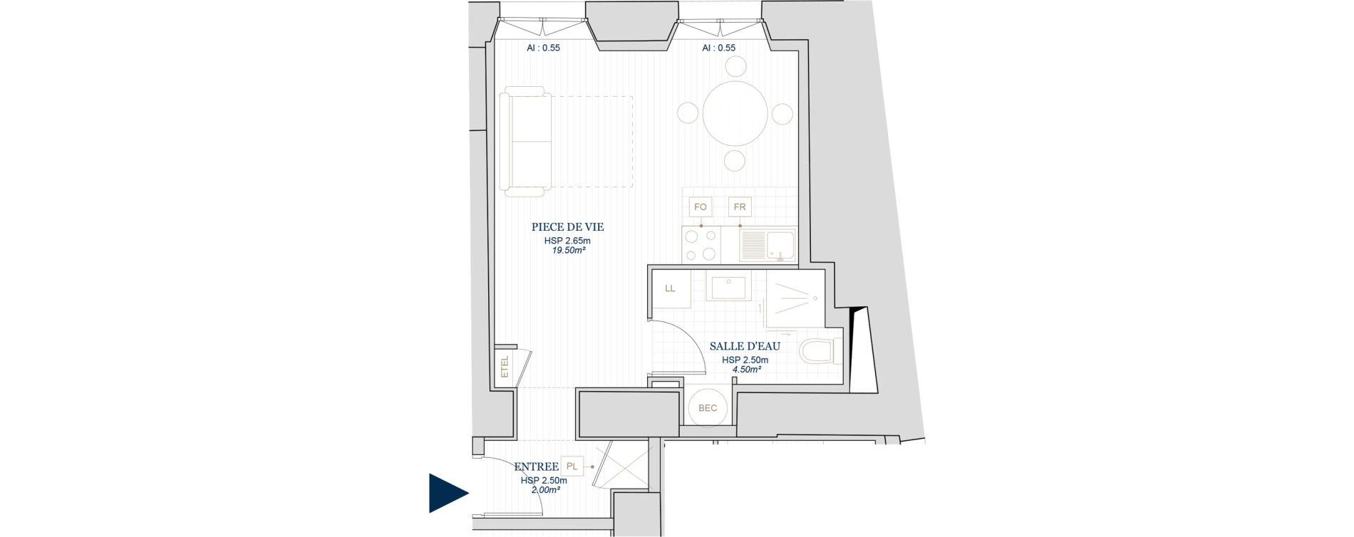 Appartement T1 de 26,00 m2 &agrave; Abbeville Centre