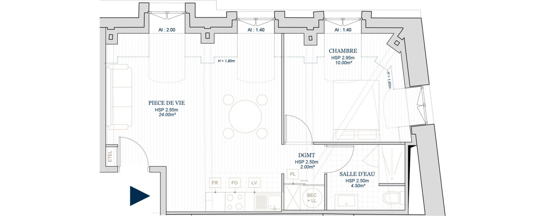 Appartement T2 de 40,50 m2 &agrave; Abbeville Centre