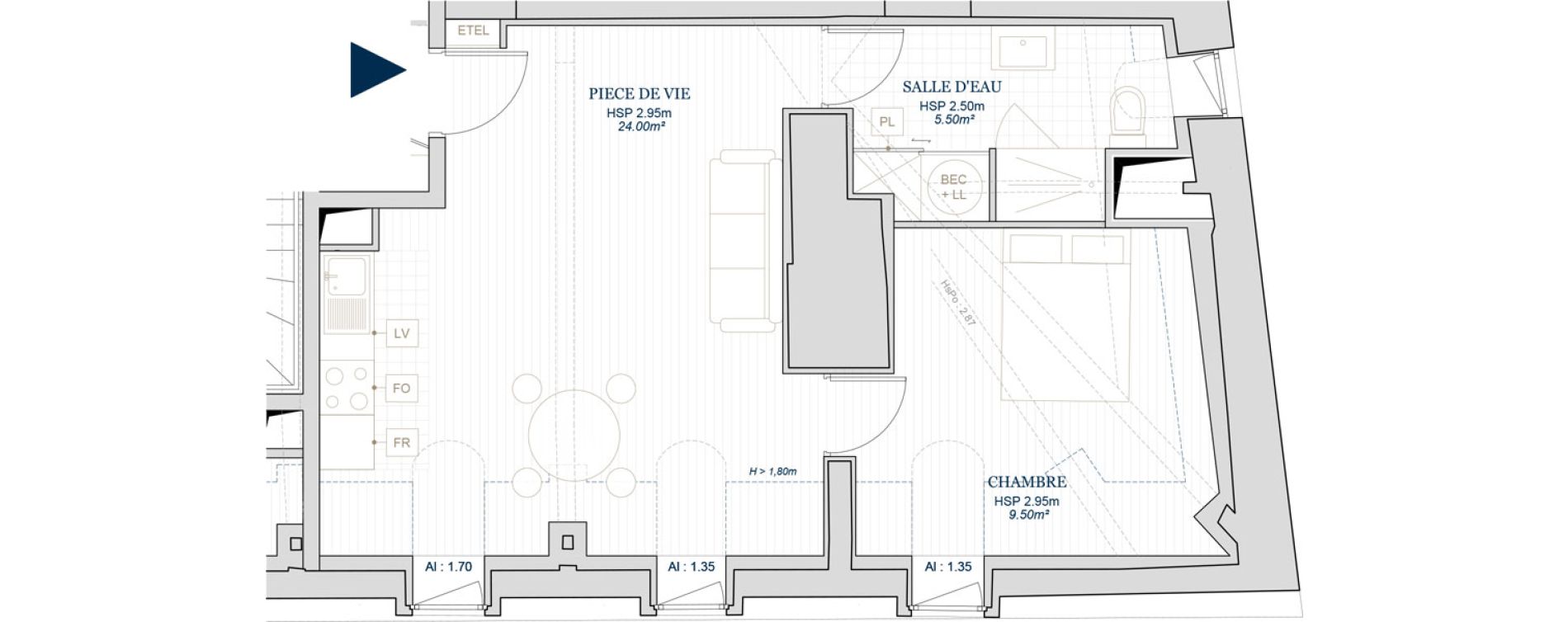 Appartement T2 de 39,00 m2 &agrave; Abbeville Centre