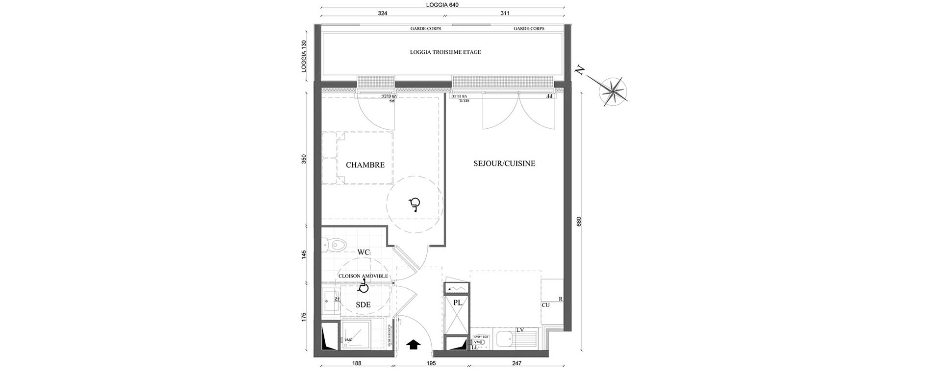 Appartement T2 de 41,55 m2 &agrave; Amiens Faubourg de hem