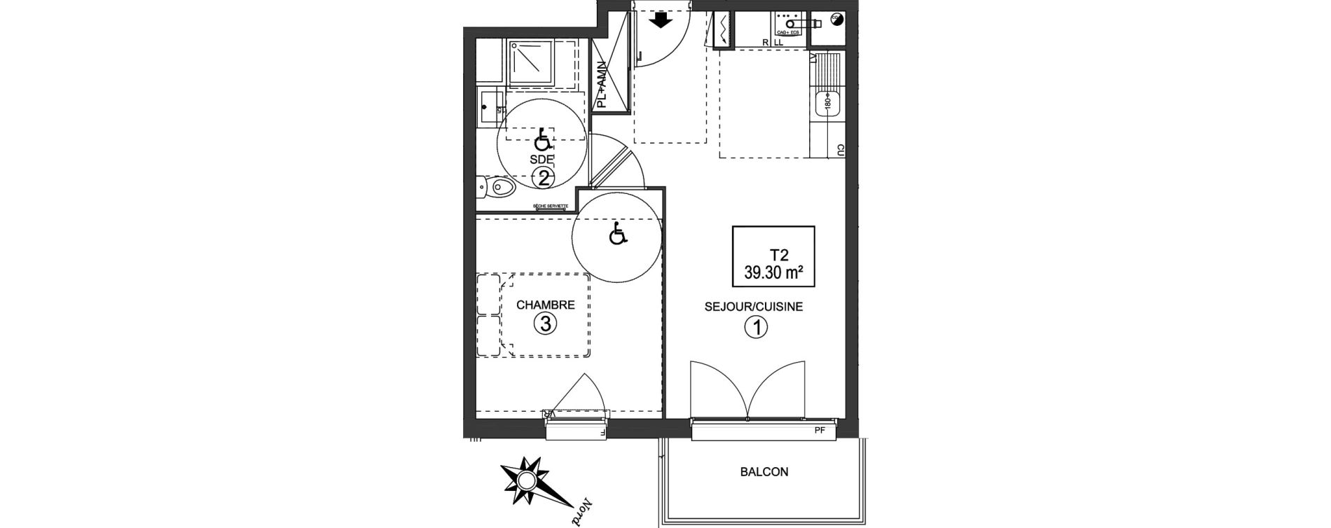 Appartement T2 de 39,30 m2 &agrave; Amiens Faubourg de hem