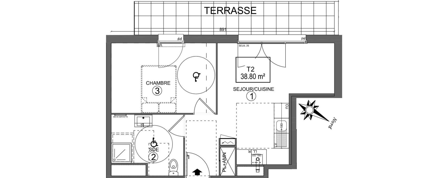 Appartement T2 de 38,80 m2 &agrave; Amiens Faubourg de hem
