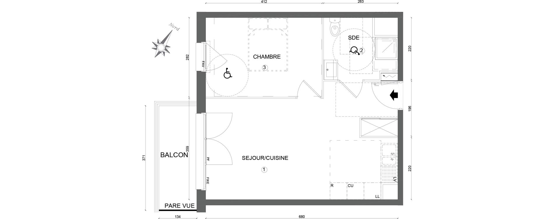 Appartement T2 de 42,20 m2 &agrave; Amiens Faubourg de hem