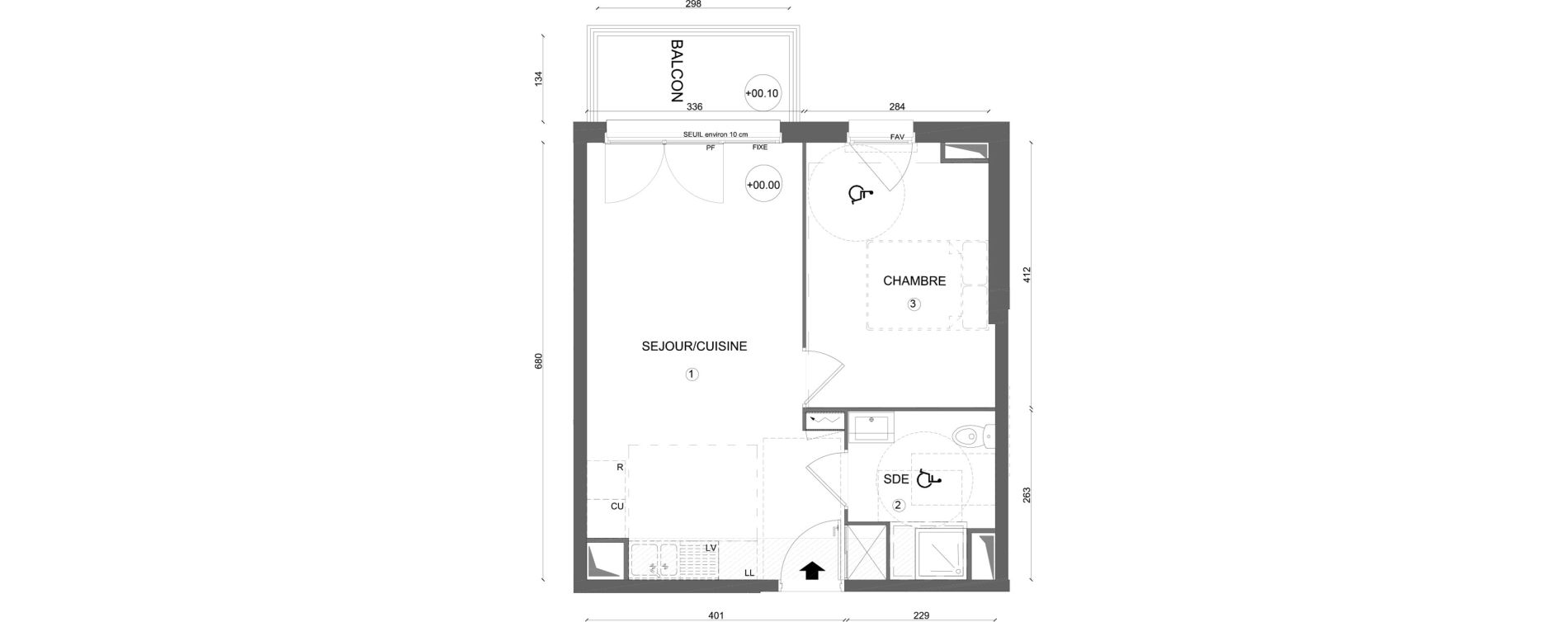 Appartement T2 de 41,60 m2 &agrave; Amiens Faubourg de hem