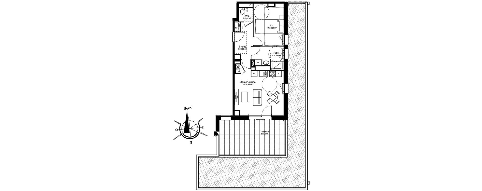 Appartement T2 de 49,83 m2 &agrave; Amiens La vall&eacute;e