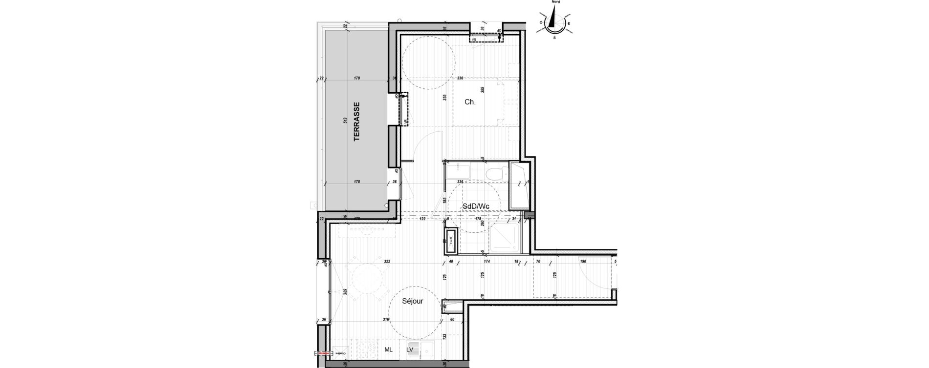 Appartement T2 de 37,95 m2 &agrave; Amiens Sainte anne - faubourg de noyon