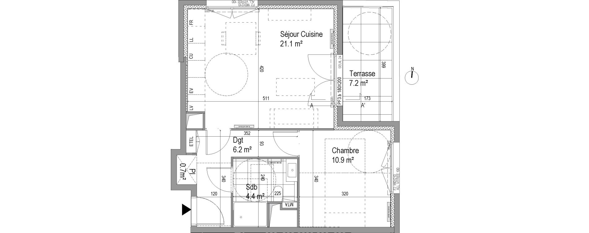Appartement T2 de 43,30 m2 &agrave; Amiens Intercampus