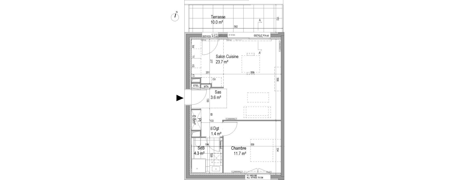 Appartement T2 de 45,50 m2 &agrave; Amiens Intercampus