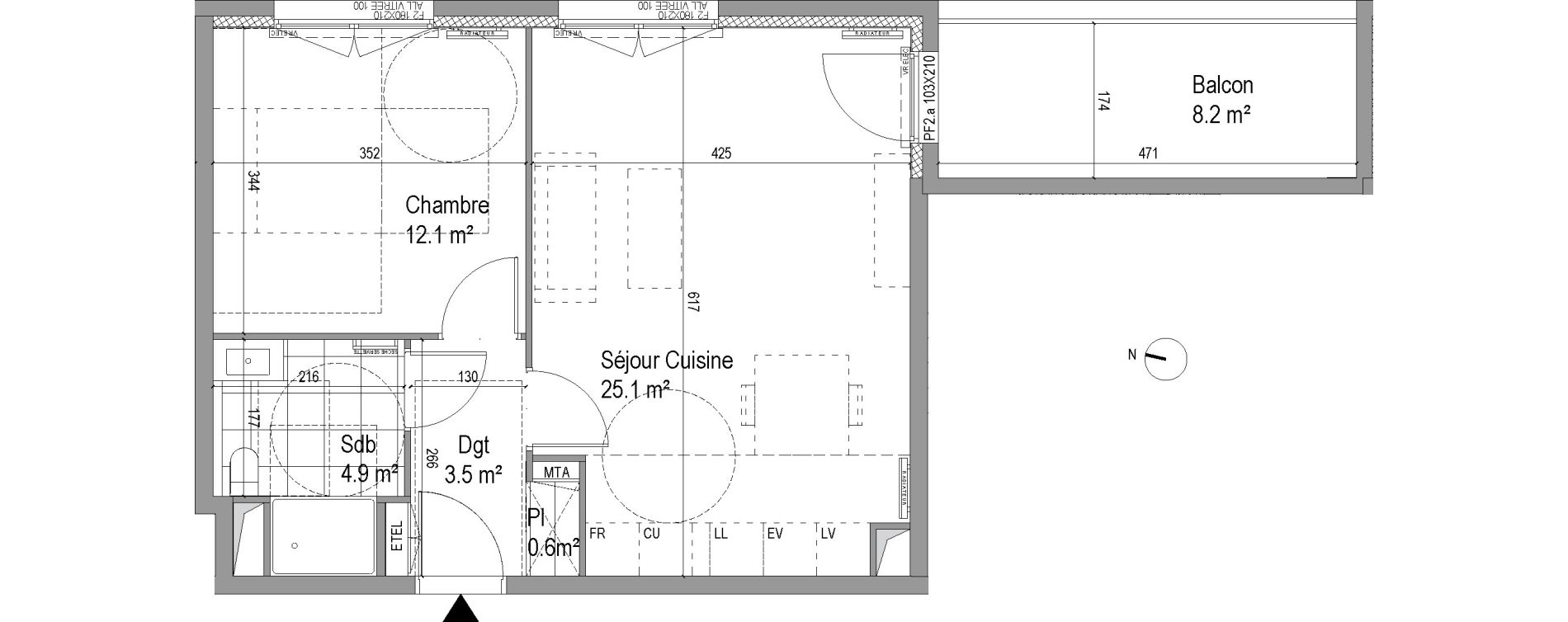 Appartement T2 de 46,20 m2 &agrave; Amiens Intercampus