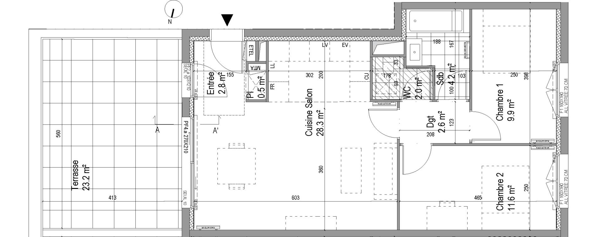 Appartement T3 de 61,90 m2 &agrave; Amiens Intercampus