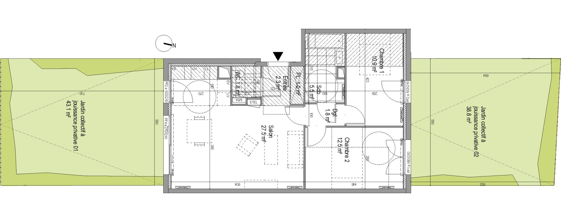 Appartement T3 de 63,40 m2 &agrave; Amiens Intercampus