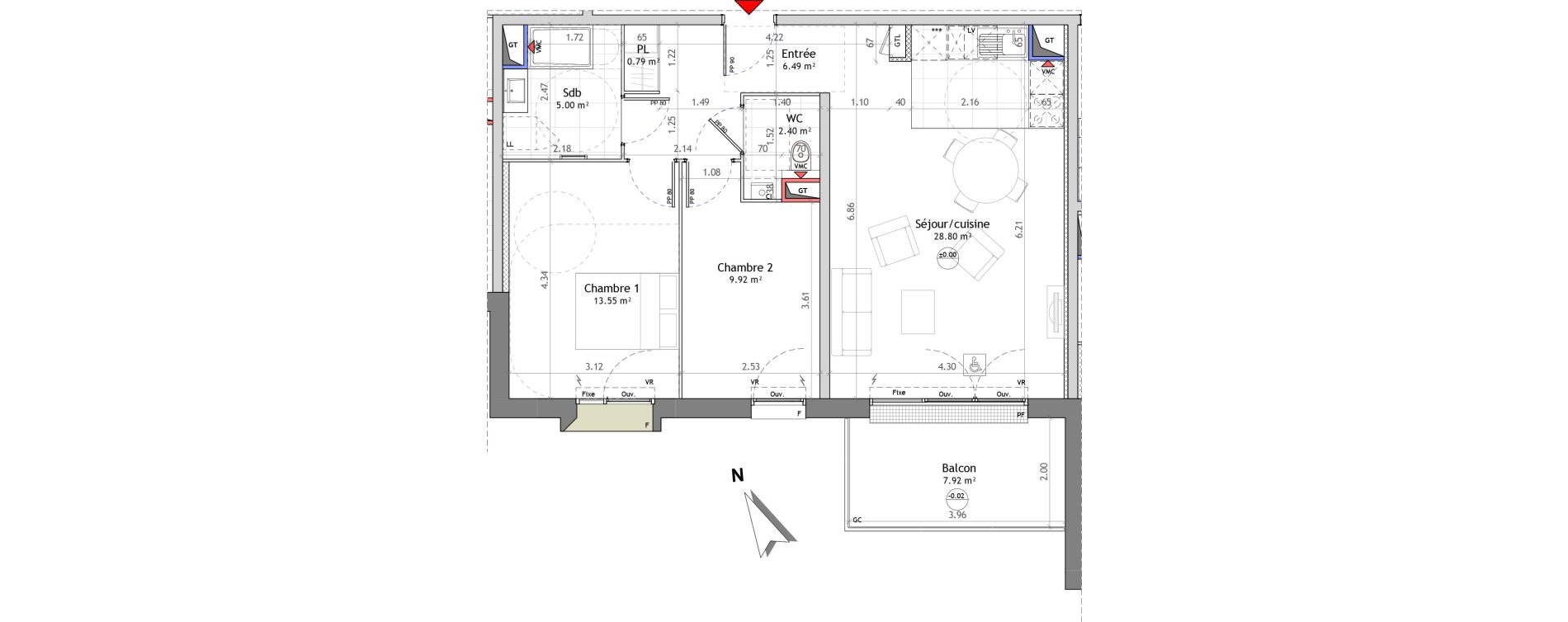 Appartement T3 de 66,95 m2 &agrave; Amiens Saint jacques - saint roch