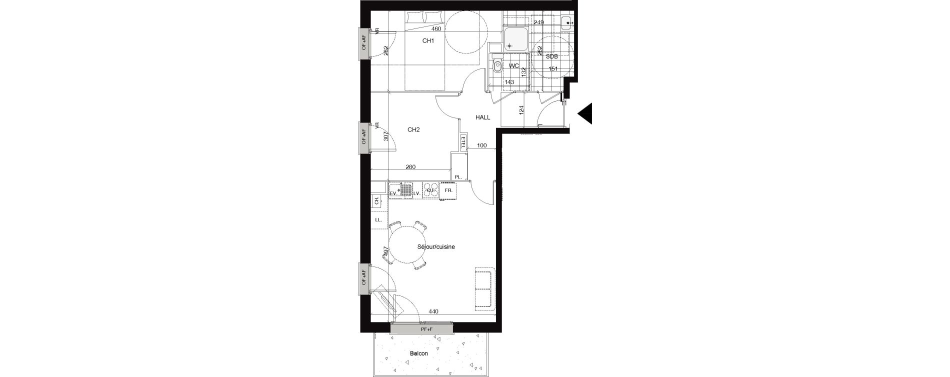 Appartement T3 de 56,91 m2 &agrave; Amiens Saint honore - jeanne d arc