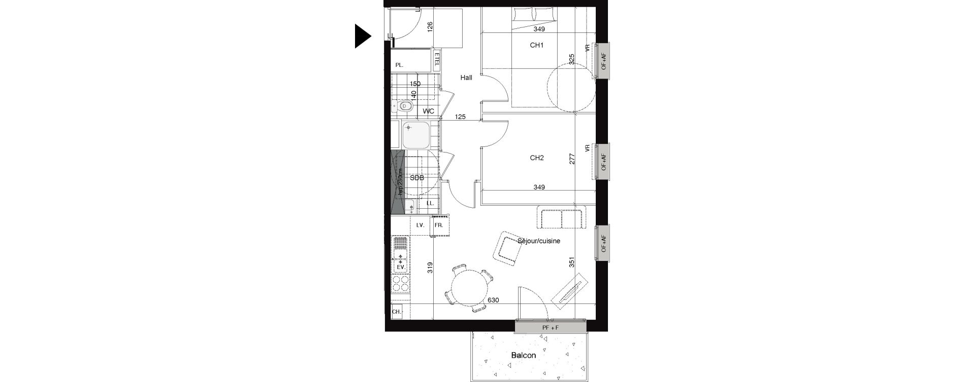 Appartement T3 de 58,96 m2 &agrave; Amiens Saint honore - jeanne d arc