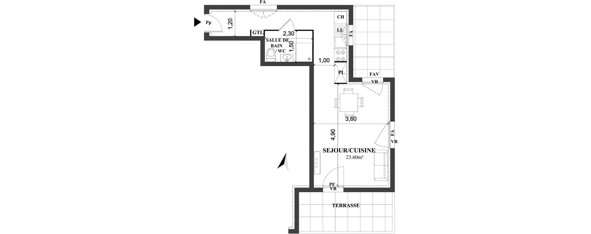 Appartement T1 de 31,89 m2 &agrave; Amiens Petit saint jean