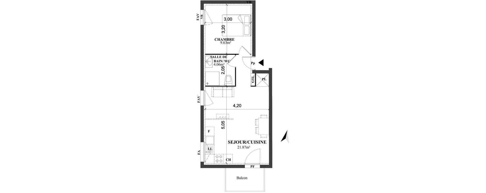 Appartement T2 de 38,16 m2 &agrave; Amiens Petit saint jean