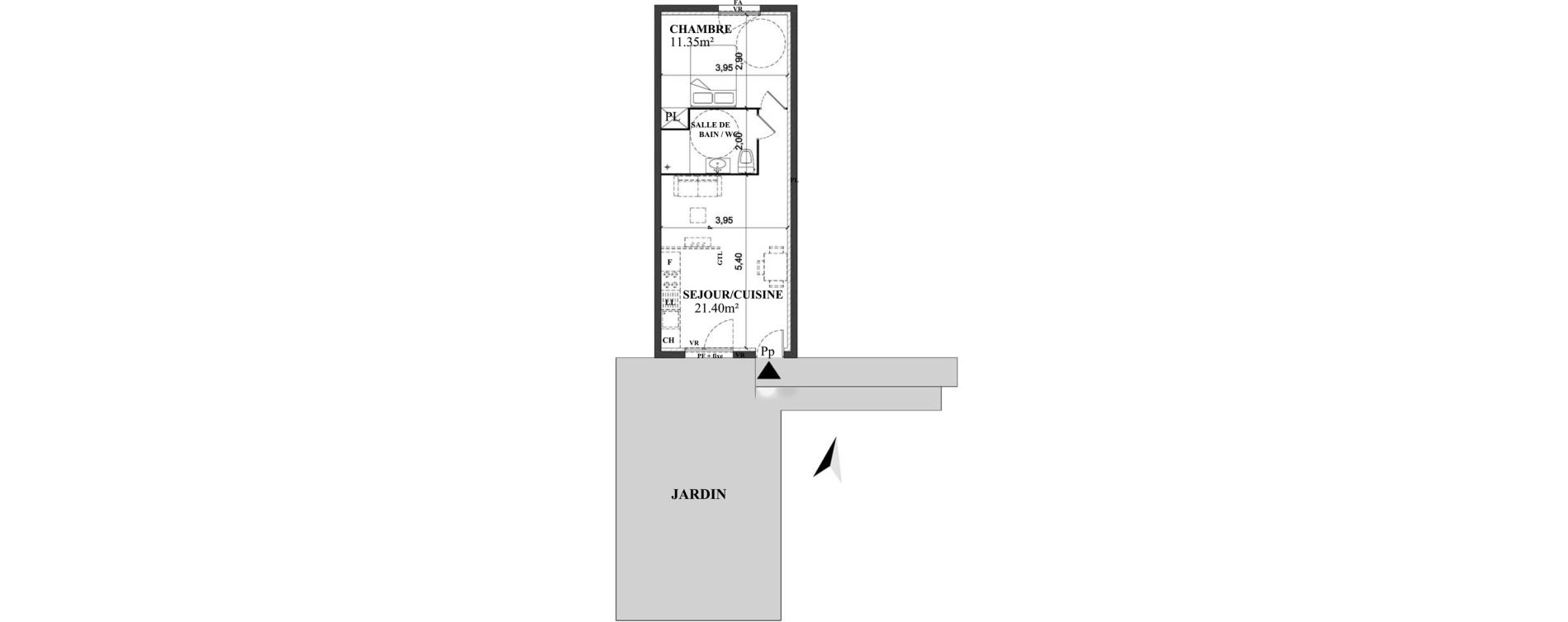 Appartement T2 de 40,50 m2 &agrave; Amiens Petit saint jean