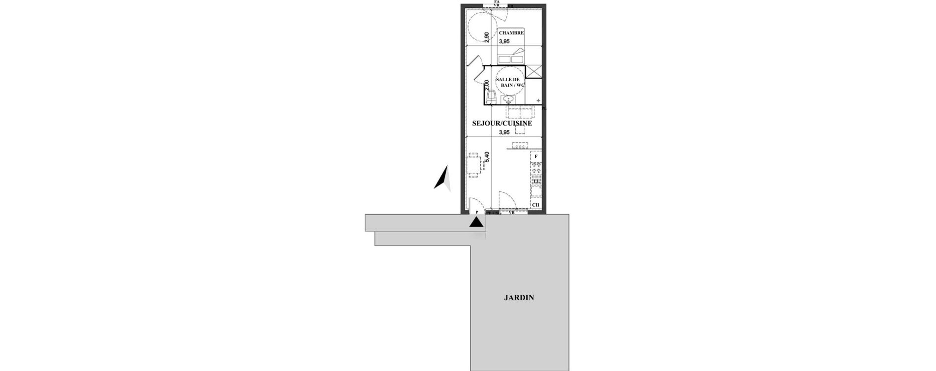Appartement T2 de 40,50 m2 &agrave; Amiens Petit saint jean