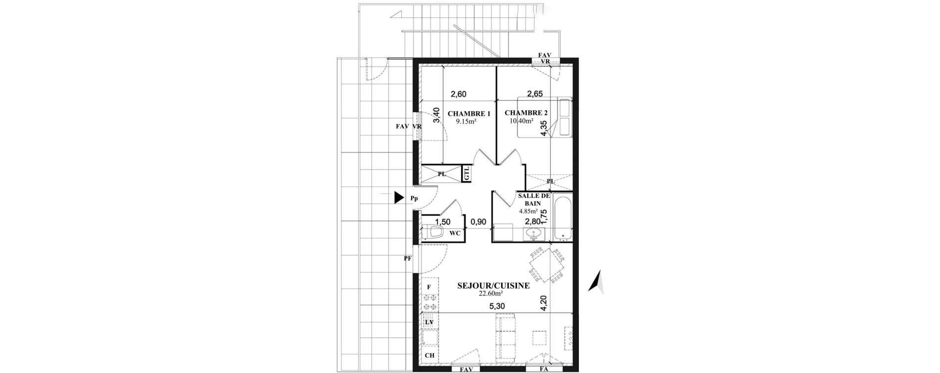 Appartement T3 de 54,39 m2 &agrave; Amiens Petit saint jean