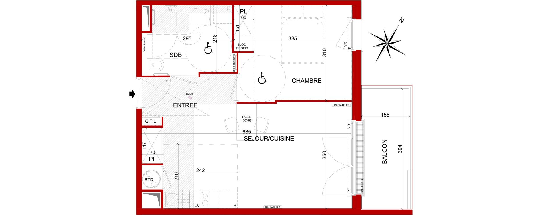 Appartement T2 de 43,95 m2 &agrave; Amiens Faubourg de hem