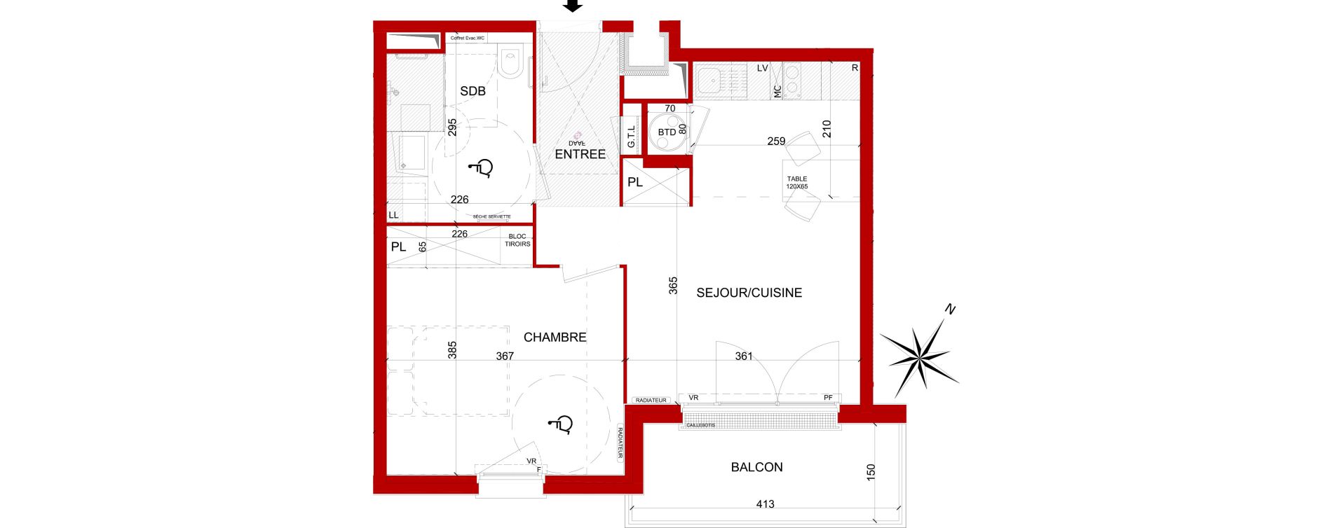 Appartement T2 de 42,40 m2 &agrave; Amiens Faubourg de hem