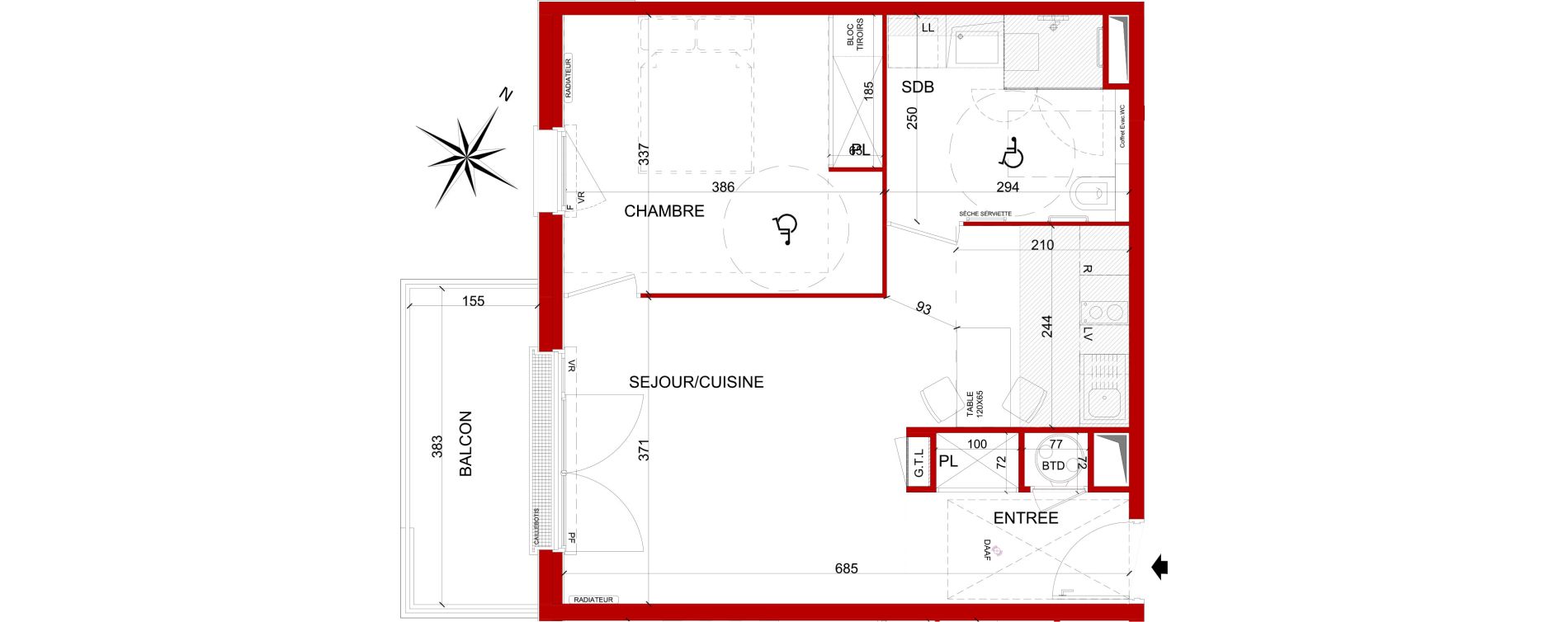 Appartement T2 de 47,20 m2 &agrave; Amiens Faubourg de hem