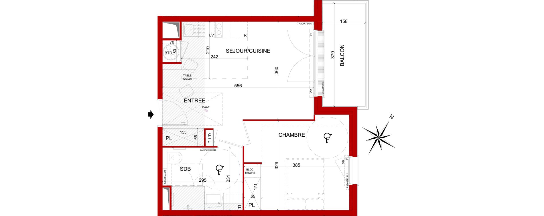 Appartement T2 de 41,55 m2 &agrave; Amiens Faubourg de hem