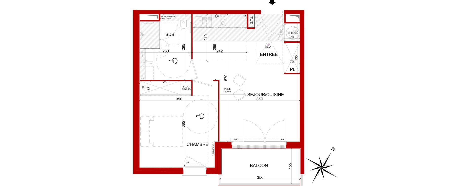 Appartement T2 de 43,15 m2 &agrave; Amiens Faubourg de hem