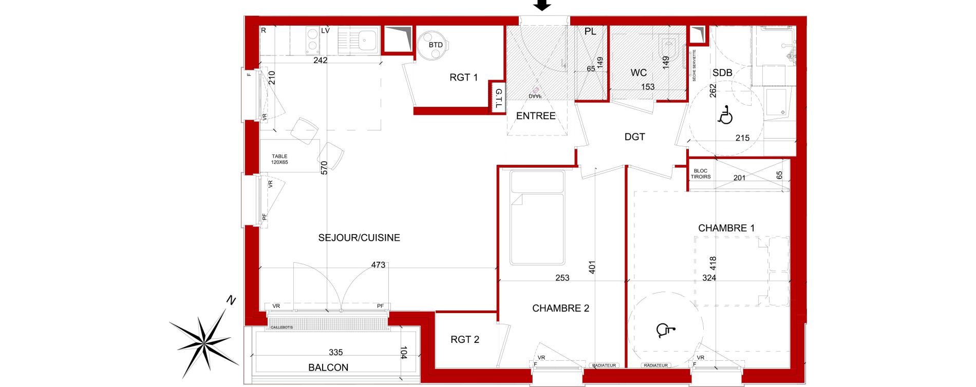 Appartement T3 de 66,50 m2 &agrave; Amiens Faubourg de hem