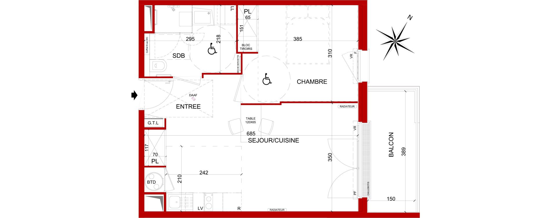 Appartement T2 de 43,95 m2 &agrave; Amiens Faubourg de hem