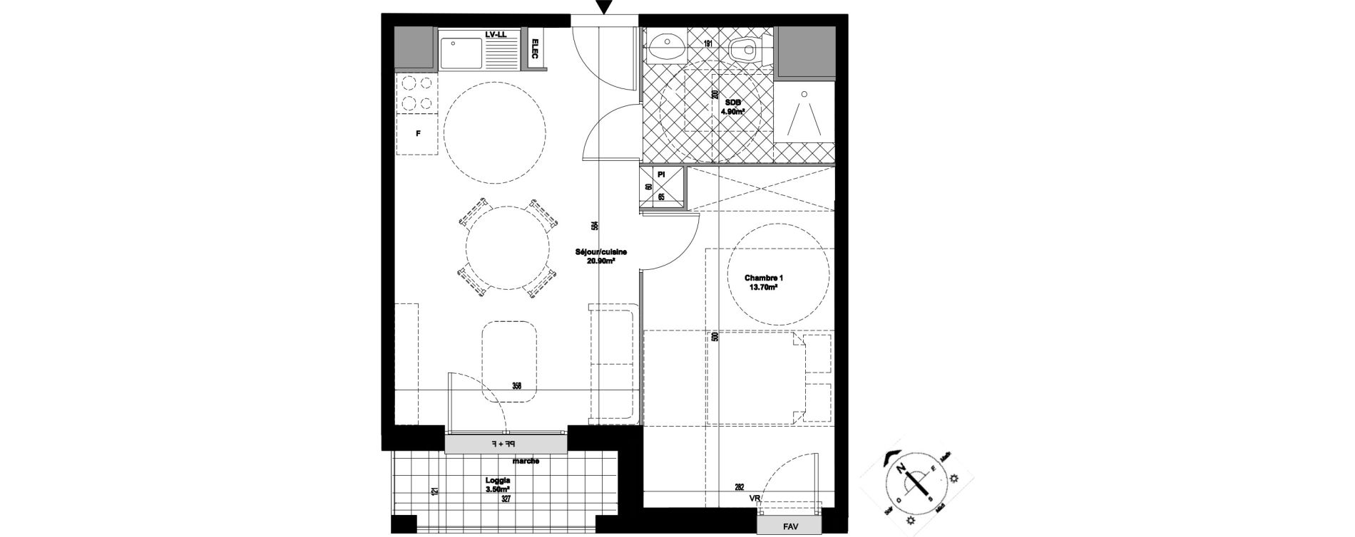 Appartement T2 de 39,50 m2 &agrave; Amiens Saint honore - jeanne d arc